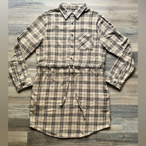 United By Blue NWOT Moraine Flannel Dress-Tan/Blue-Women’s L-Cozy/Western/Comfy - Picture 3 of 11